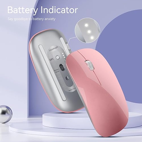 Miniatura 2 de Uiosmuph Ratón inalámbrico G11, mouse de computadora recargable USB C, ratones silenciosos delgados de 2.4 GHz óptico con receptor USB Nano y