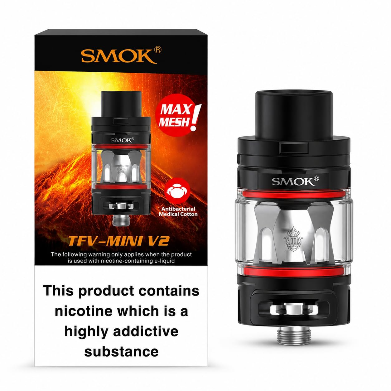 SMOK TFV-Mini V2 Vaping Tank, Unleash Flavor and Clouds, Works With Mini V2  Coils, 2mL Capacity, E Cigarette Tanks, E Cig Tops, SMOK Vaping Tanks, No  Nicotine (Black): Amazon.co.uk: Electronics & Photo