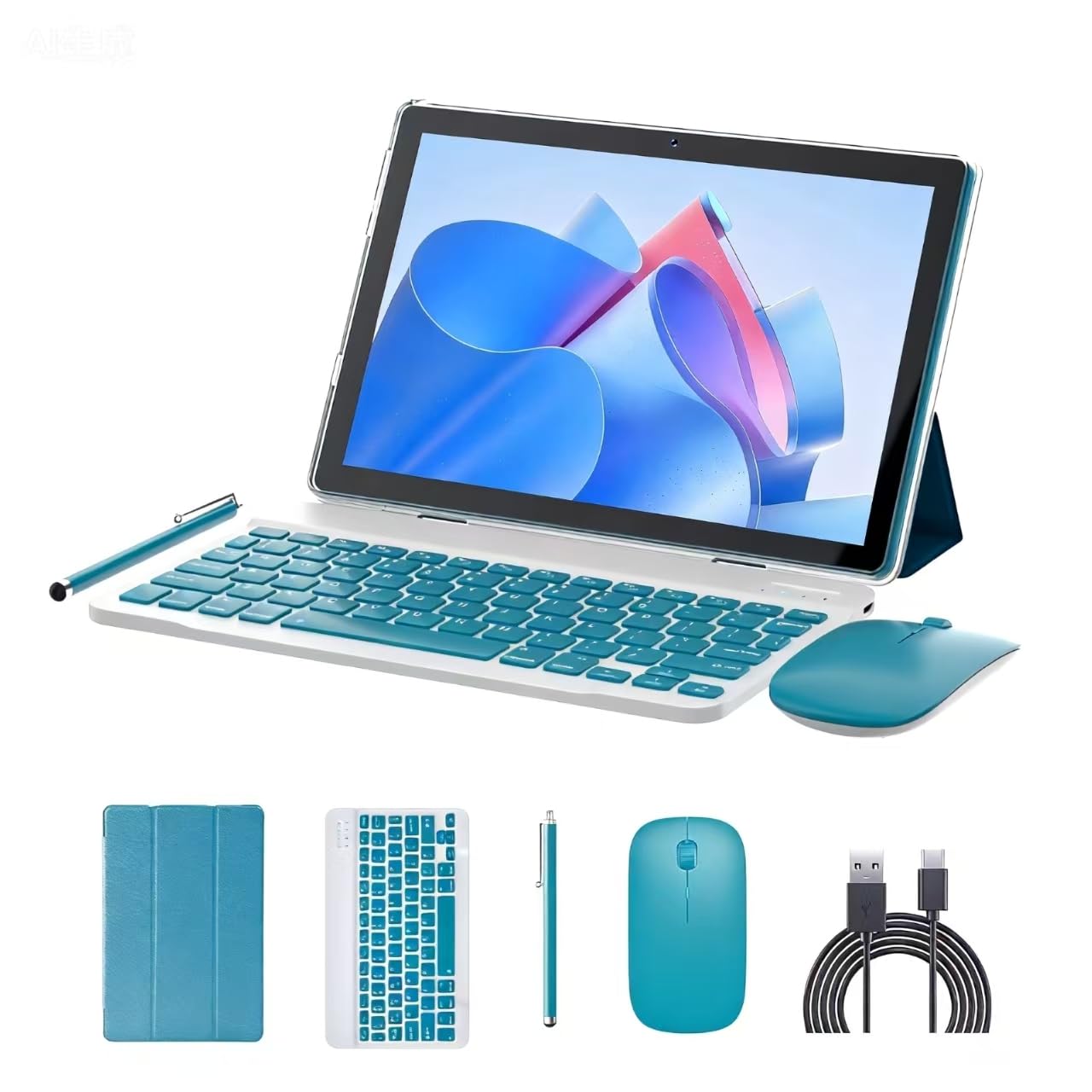 10 inch Tablet Android 15 Tablets PC Set 2 in 1 Tablet with Keyboard Case Mouse Stylus 8GB RAM+64GB ROM 1TB Expansion Tableta Computer 10.1" IPS Screen 2MP+8MP Dual Camera 6000 mAh battery WiFi BT Tab