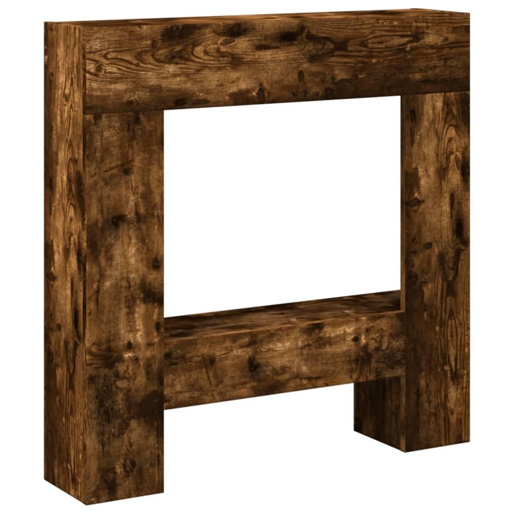 Vidaxl Smoked Oak Fireplace Surround, Fire Surround Only Compatible With Led Flame, Fireplace Frame For Living Room Hallway, Engineered Wood