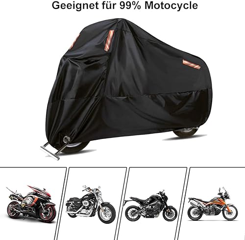 Miniatura 7 de Funda impermeable para motocicleta para todas las estaciones, 190T, duradera, reflectante, para nieve, con agujeros de bloqueo y bolsa de