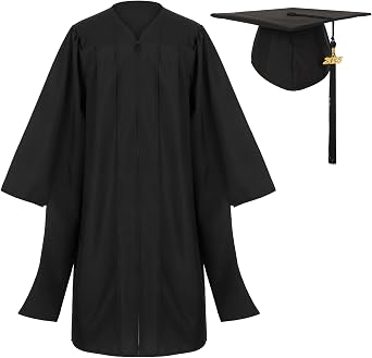Black Masters Graduation Cap and Gown with 2026 Year Tassel