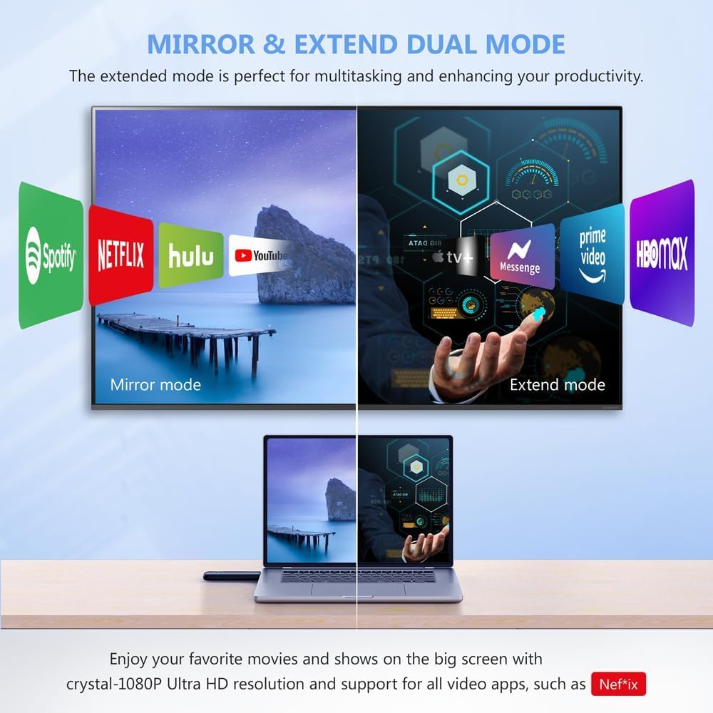 HDMI sans Fil Émetteur et Récepteur HD 5G, Wireless HDMI Transmitter Receiver Portable, 165FT/50M Audio Vidéo pour Laptop/TV Box/Caméra/Blluray vers HDTV/Projecteur/Moniteur (Noir-TX)