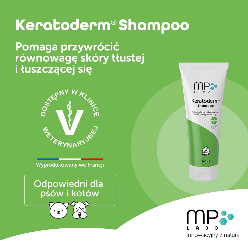 MP Labo Keratoderm® Szampon 200 ml – regulujący wydzielanie sebum i złuszczający – technologia Skin Barrier Protect™ – dla psów i kotów