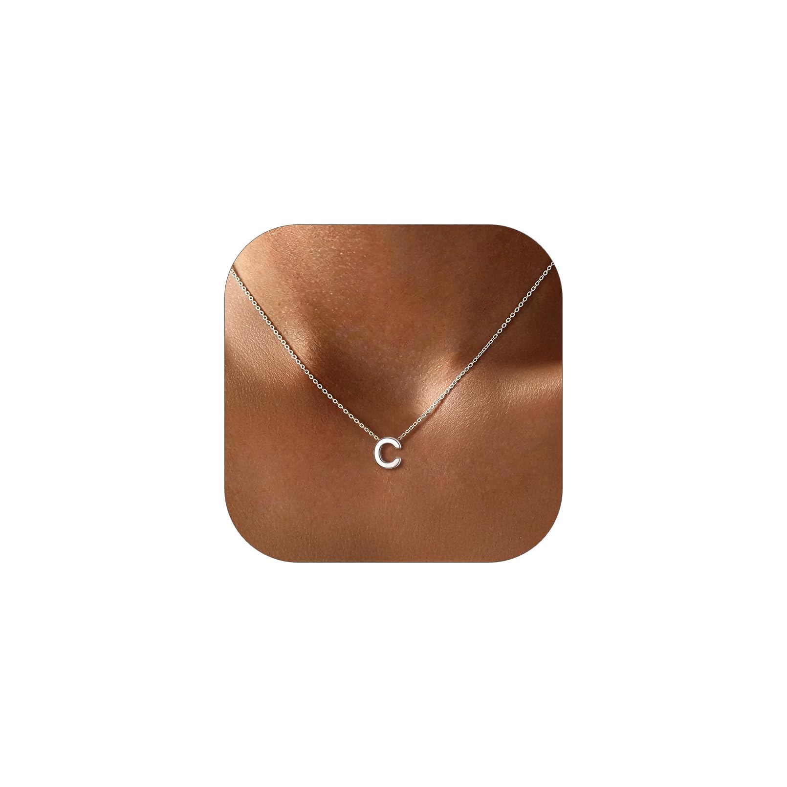 ChicSilver 925 Sterling Silver Initial Necklace for Women Dainty Letter Jewelry Personalized Gift