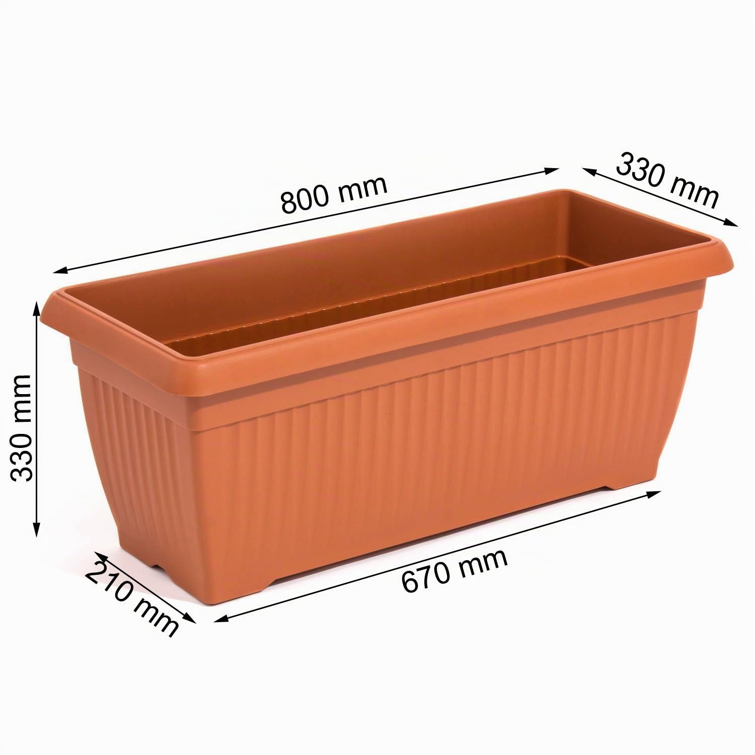 Riesiger Balkonkasten Blumenkasten 80 x 33 cm 44 Liter Blumentopf terra braun