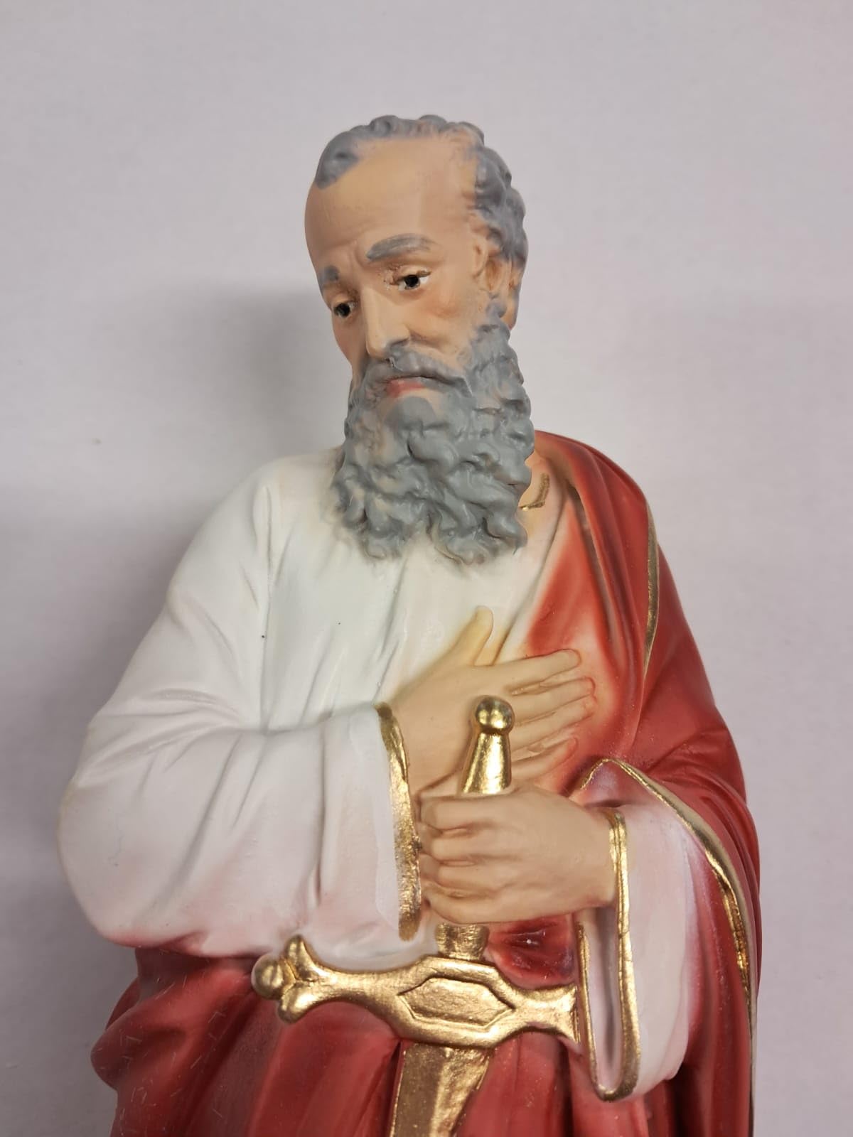 Generico ArteSacraCaravaggio Statua di San Paolo cm 30 (11,81 inches) in marmo resina piena decorata a mano di produzione artigianale italiana