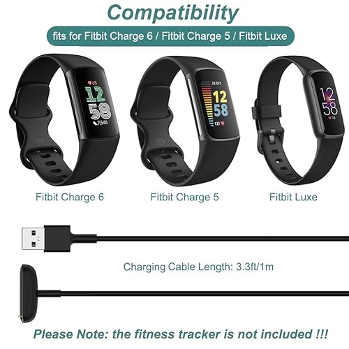 Miniatura 2 de Kissmart Cargador para Fitbit Luxe y Fitbit Charge 5, cable de carga de repuesto para Fitbit Charge 5 y Fitbit Luxe 3.3 pies3.3ft (1)