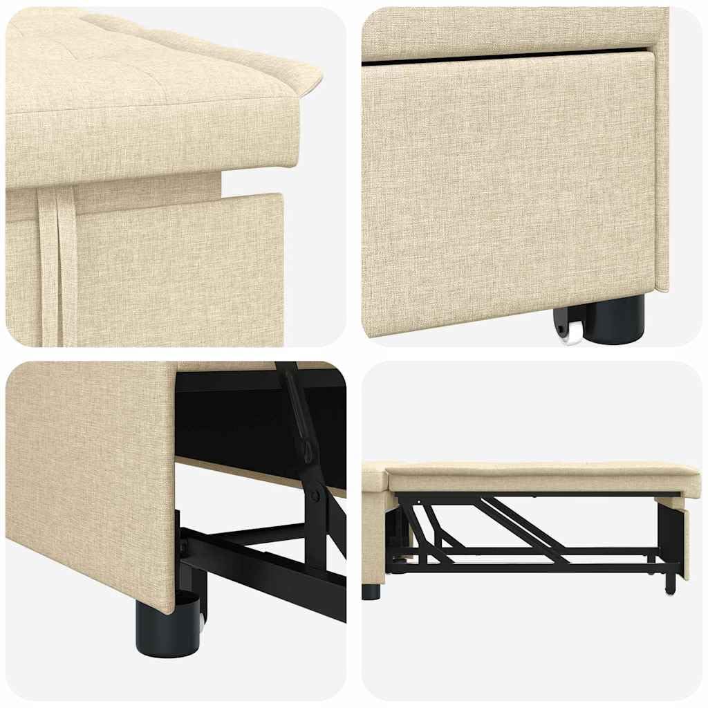 Schlafsofa ausziehbar Creme 194x50x82 cm Stoff, modernes Ausziehsofa mit Verstellbarer Rückenlehne, 3-in-1-Funktion als Sofa, Liege und Bett, Polyester-Mischung, robuster Rahmen