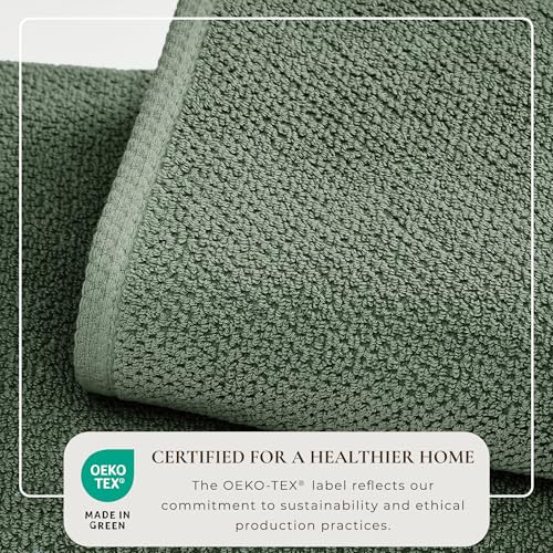 Green Hand Towels - 100% Cotton 6 Pack 26x16 Hand Towel Set - Absorbent, Quick-Drying, Durable Towels for Handroom Decor - Low-Twist, Two-Ply Fibers (Forest Green)