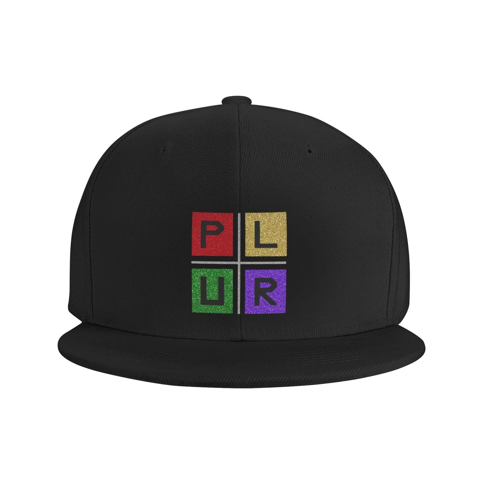 allgobeeSnapback Hat Plur-Neon-Blocks-EDM-Concert Trucker Hat Hip Hop Classic Plaid Flat Baseball Cap