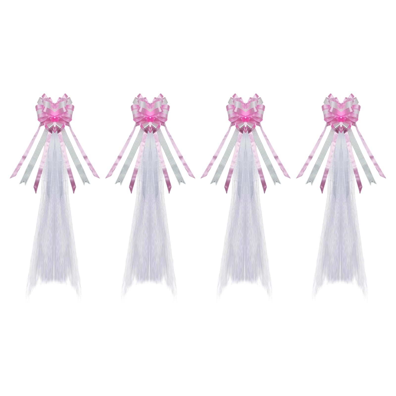 Kaeltsyn Wedding Chair Bows with Long Tulle Veil Tails Creating Dreamy Romance Atmospheres for Ceremony Decoration 4pcs Aisle Chair Decoration