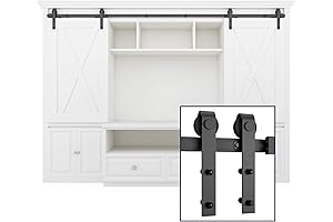 SMARTSTANDARD 8FT Super Mini Double Door Cabinet Sliding Barn Door Hardware Kit,...