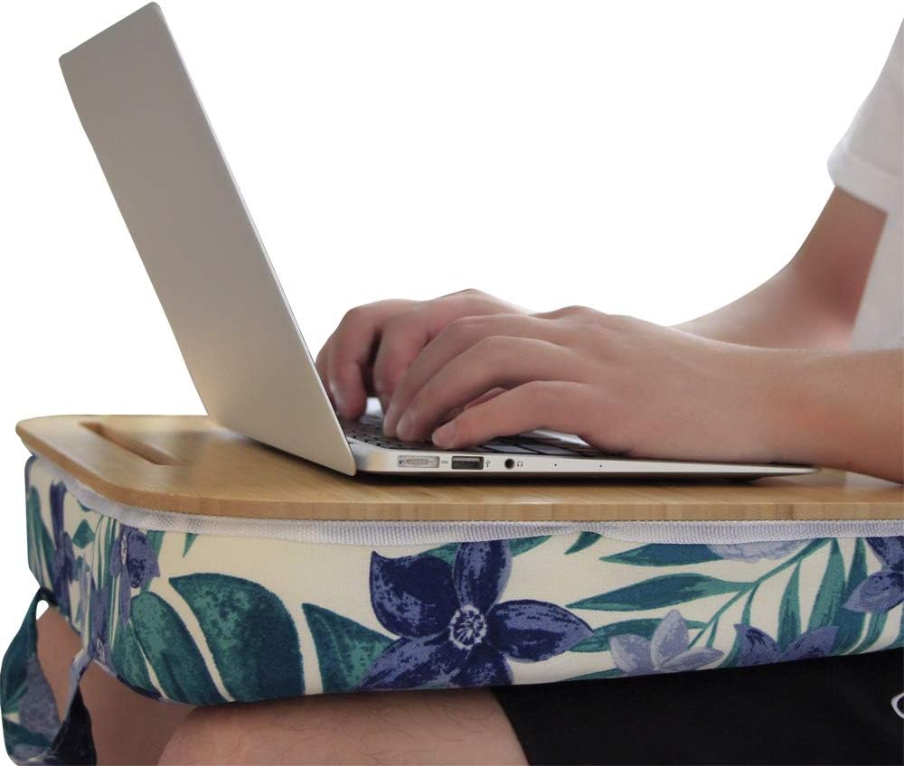Uр Tо 40% оƒƒ Lap Desk with Phone Holder and Devide Ledge, Natural Bamboo Table, Fits 15.6 inch Laptops (18.5'' x 14.7'' Surface, Blue Flowers) Blасk Frіdау 🔥 Lap Desk with Phone Holder and Devide Ledge, Natural Bamboo Table, Fits 15.6 inch Laptops (18.5'' x 14.7'' Surface, Blue Flowers)