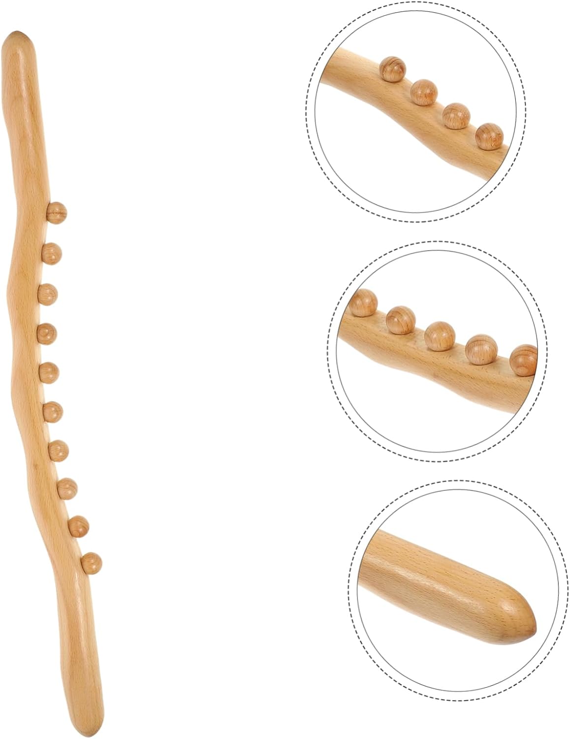 Healifty Massage Stick 2 Pcs Ten-Bead Rolling Stick Guasha Wood Stick Massage Roller Stick Muscle Scraper Wooden Massage Tool Treatment Stick Beech Open Back Fitness Workout Stick