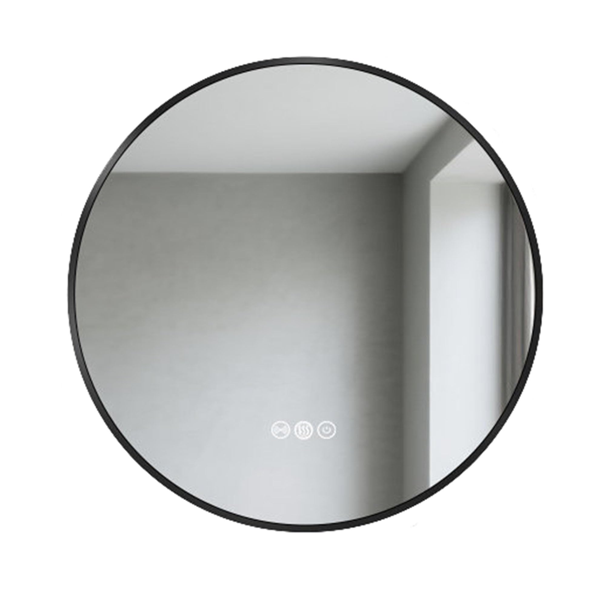 Zlthraustic Round LED Bathroom Mirror, Wall Mounted Black Framed Smart Vanity Mirror with Anti-Fog, Dimmable Light, with Explosion-Proof Glass(70cm)