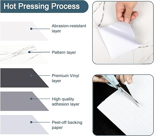 Miniatura 5 de Dureidos Azulejos de suelo con aspecto de mármol blanco, autoadhesivo y duradero, azulejos de suelo de vinilo despegar y pegar, impermeables y