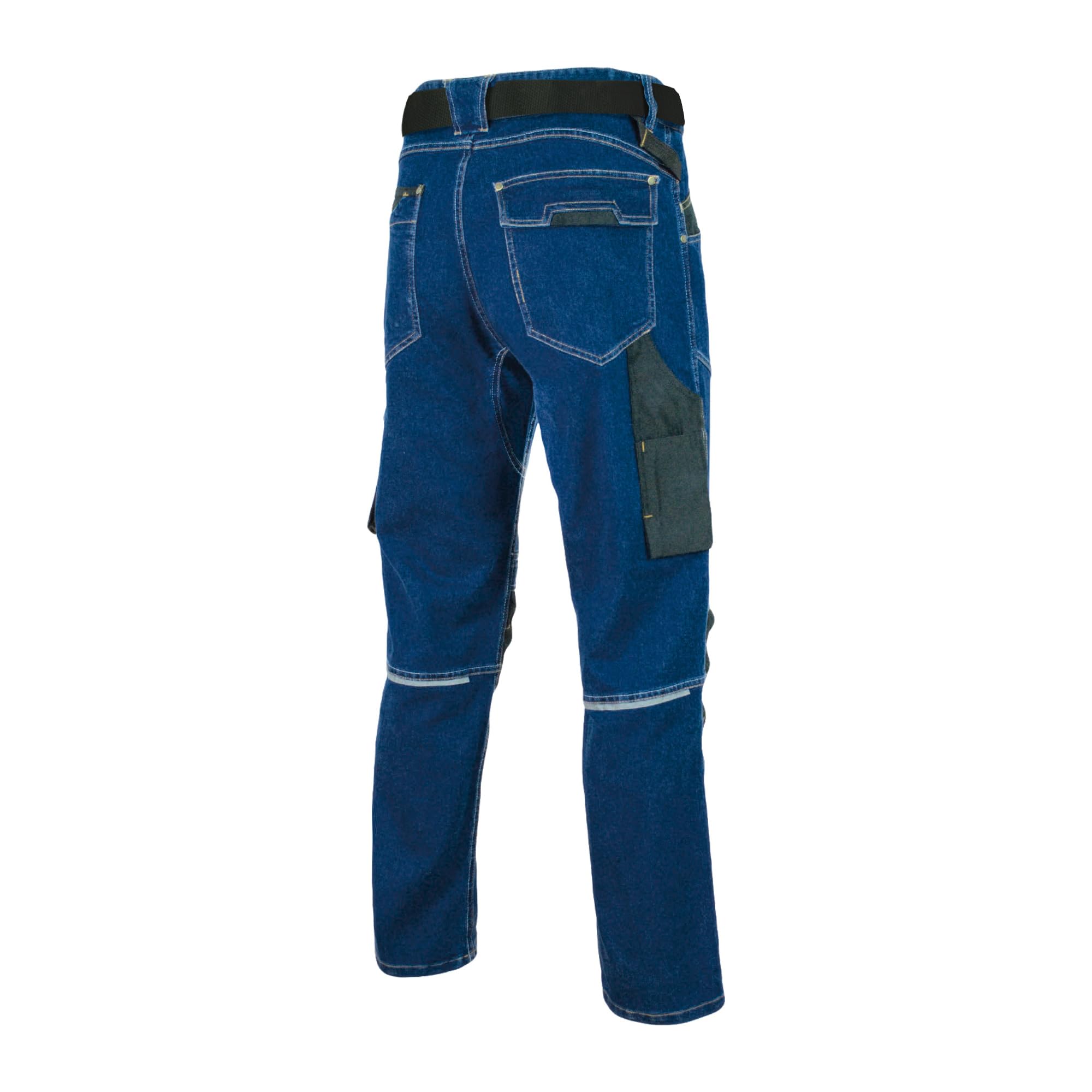 ART.MAS Pantalones de trabajo para hombre COLEMANN Vaqueros elásticos de trabajo con bolsillos en las rodillas, 11 bolsillos y elementos reflectantes, pantalones de trabajo resistentes de algodón
