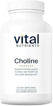 Vital Nutrients Choline 550mg - Vegan Choline Supplements - 100% RDA for Neurological Development and Health* - Gluten, Dairy, Soy Free - Non-GMO - 120 Capsules