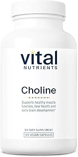 Vital Nutrients Choline 550mg - Vegan Choline Supplements - 100% RDA for Neurological Development and Health* - Gluten, Dairy, Soy Free - Non-GMO - 120 Capsules