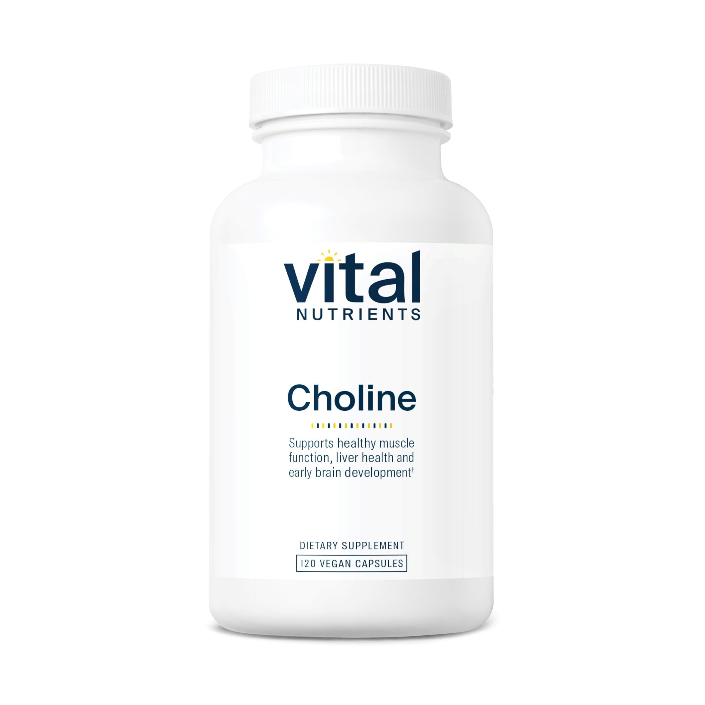 Vital Nutrients Choline 550mg - Vegan Choline Supplements - 100% RDA for Neurological Development and Health* - Gluten, Dairy, Soy Free - Non-GMO - 120 Capsules