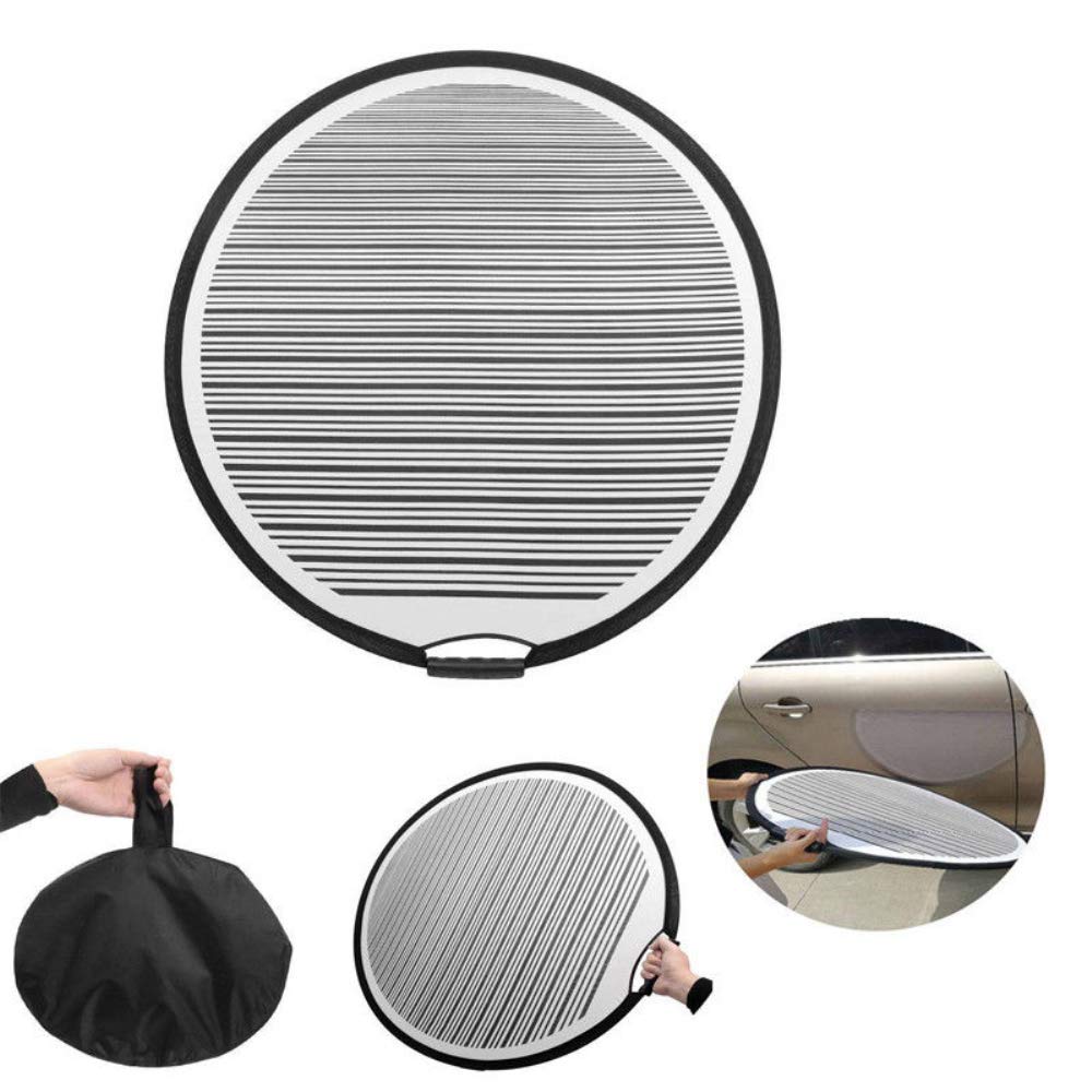 80cm Circular Striped Flexible Foldable PDR Lined Light Reflector Board Dent Panel Portable Designed for Car Vehicle Door Scratch and Hail Damages Necessary Tools