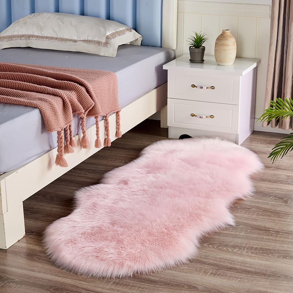 Shaggy Deep-Pile Rug, Non-Slip Washable Fluffy Rugs Area Runner Rugs Modern Decorative Rug for Bedroom, Living Room,light pink,100 * 60cm