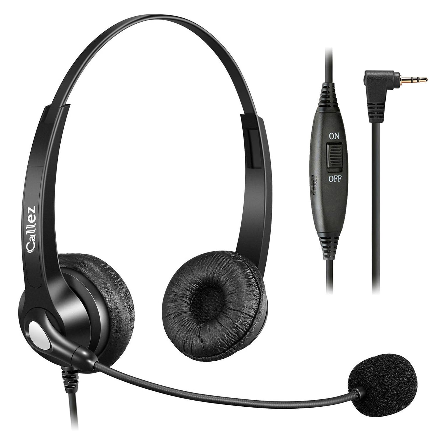 Casque Téléphone Fixe 2,5 mm avec Micro Anti-Bruit, Oreillette Filaire pour Gigaset C430A C530A Panasonic Cisco Spa 303 Polycom Grandstream Zultys Téléphones sans Fil Dect Bureau Centre d'appel