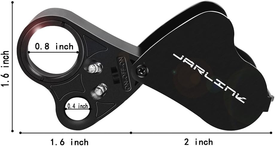 JARLINK 30X 60X Illuminated Jewelers Eye Loupe Magnifier, Foldable Jewelry Magnifier with Bright LED Light for Gems, Jewelry, Coins, Stamps, etc : Arts, Crafts & Sewing