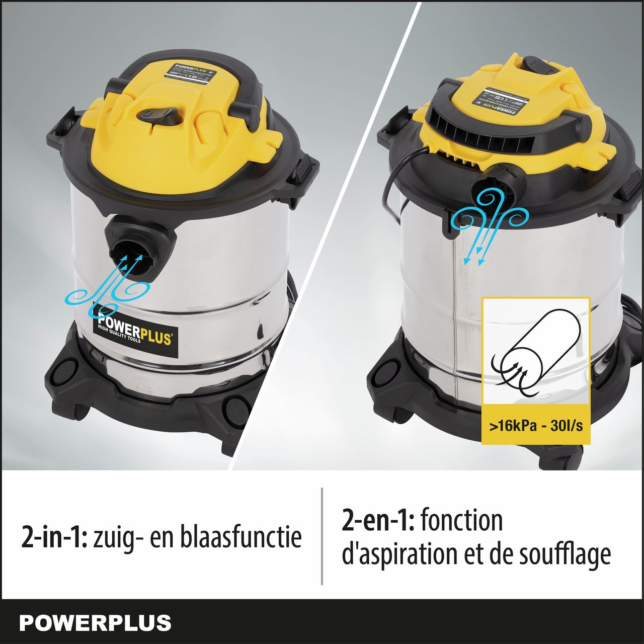 POWERPLUS Aspirador húmedo/seco POWX322 - Potencia Nominal de 1000W, 15L