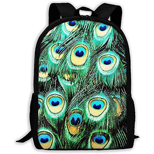 Hermosa Mochila de portátil Verde con Plumas de Pavo Real, Bolsa de Viaje de Negocios, Mochila universitaria antirrobo Impermeable