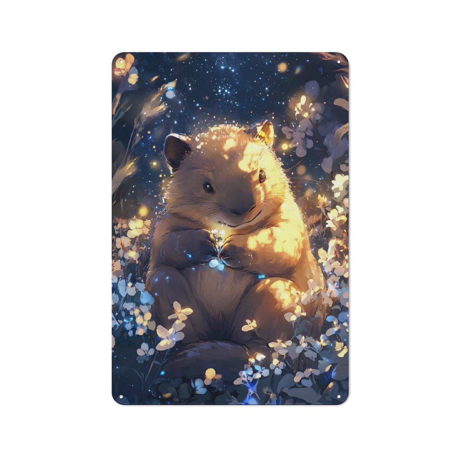 Junmoney Cute Wombat Dreamy Artwork - Little Paws Metal Sign 30X20cm With For Workshop Wall, Retro Decor, For Garage, Workshop And Man Cave Decoration