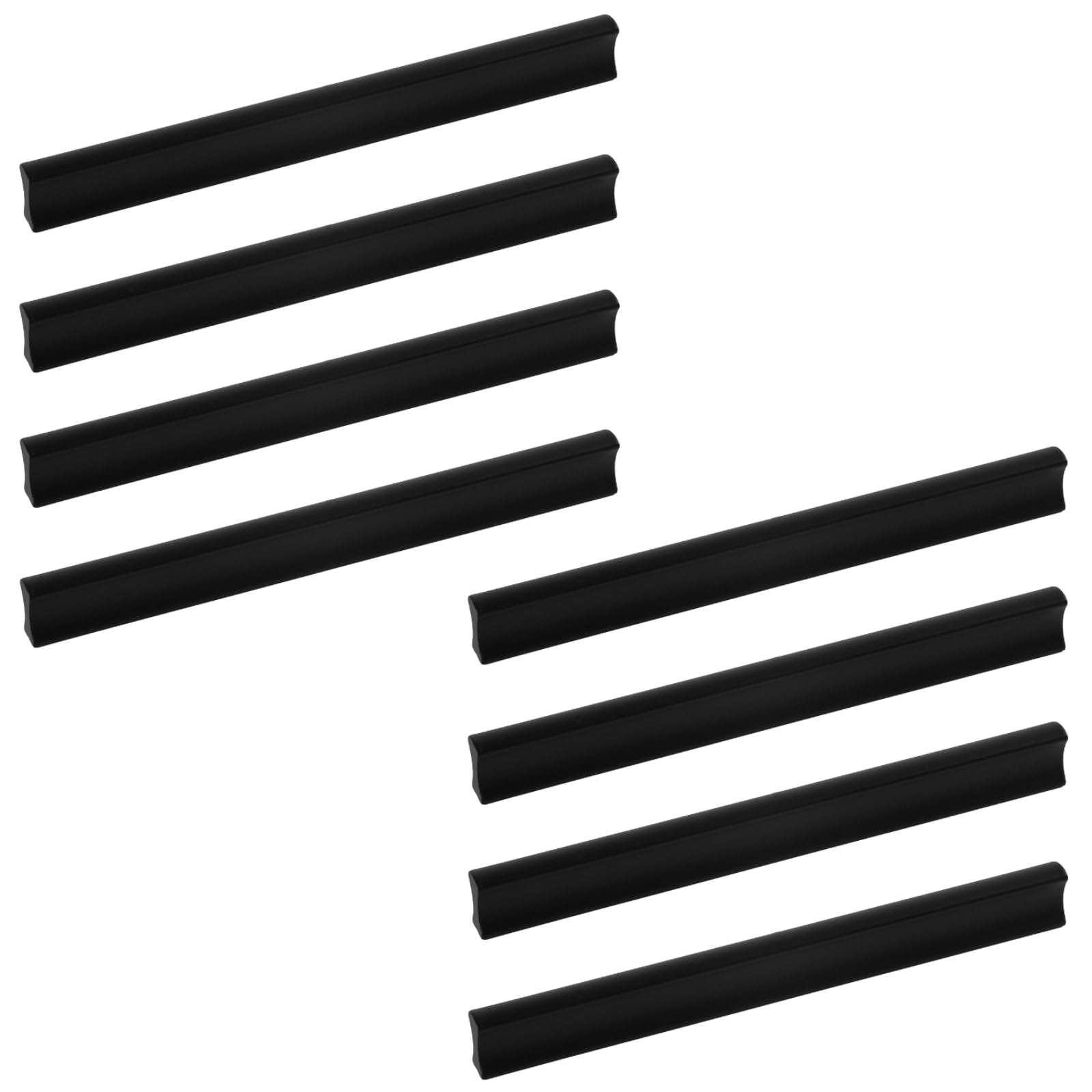 Pack of 8 Cabinet Handles, 160 mm Hole Spacing, Black Aluminium Alloy Furniture Handle, Kitchen Cabinet Handle, Handles and Pull Handles for Cabinets and Drawers
