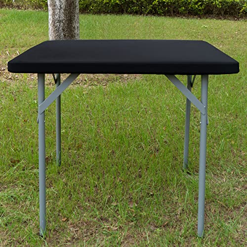 Fitted Square Table Topper Cover Spandex Stretchable Cocktail Tablecloth Black Table Cover Cap With Elastic Edge 34 X34 Inch #TOP6