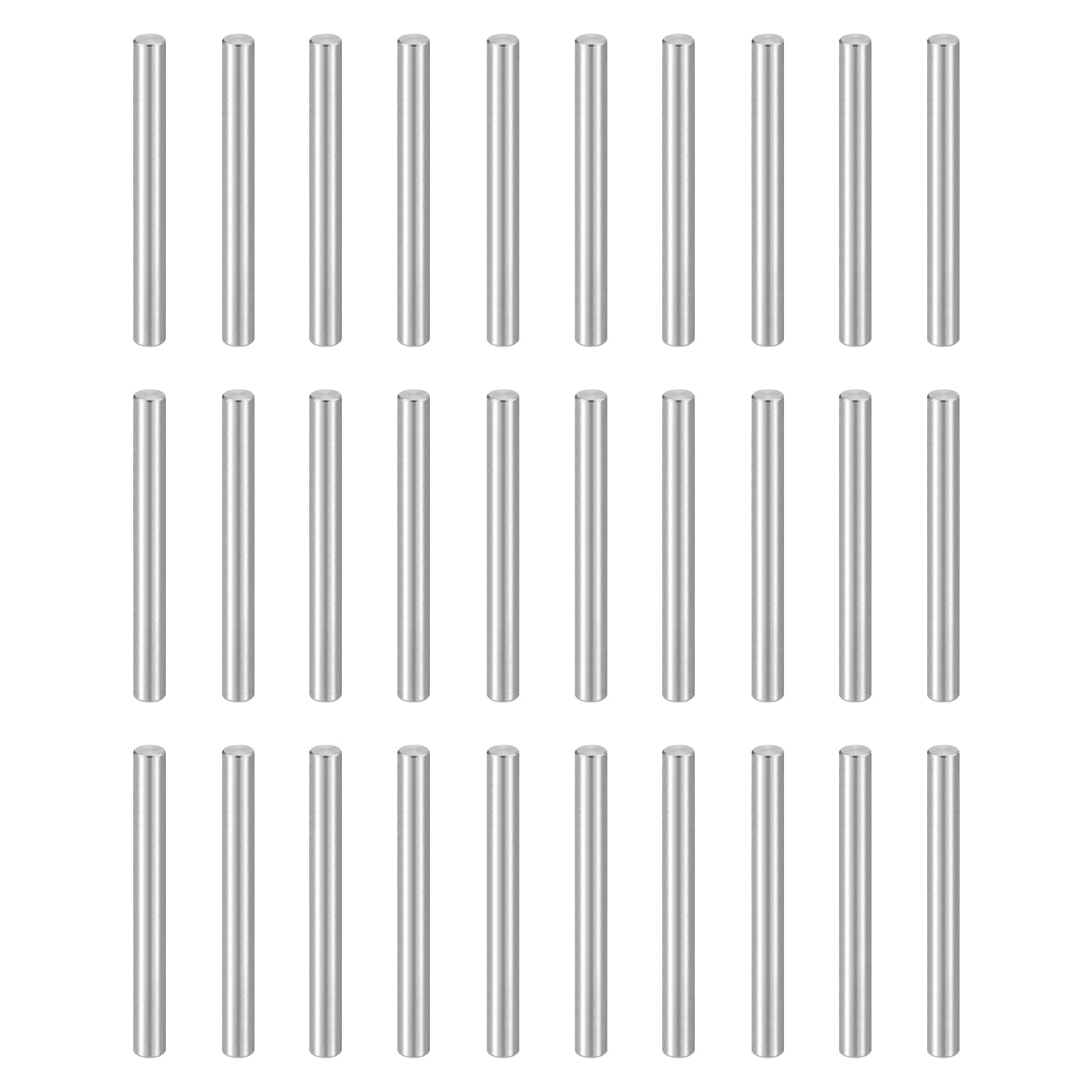 sourcing map 55pcs Dowel Pins, M3 x 30mm 304 Stainless Steel Cylindrical Shelf Support Peg Pin Rod Fasten Elements for Metal Devices Wood Furniture DIY Installation, Silver
