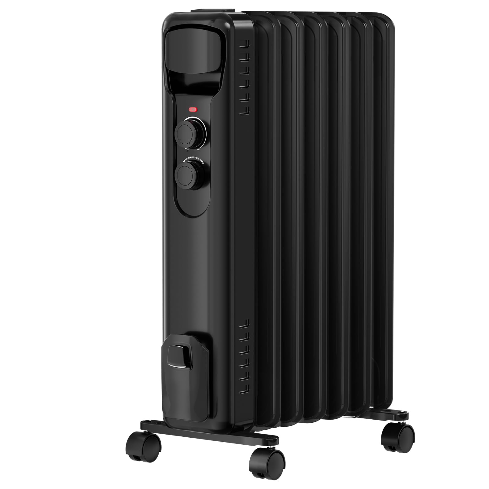 RWFlame 1500W Oil Filled Radiator with 3 Power settings,7 Fins Portable Electric Heater, Overheat Protection and Adjustable Thermostat for Home and Office (Black)