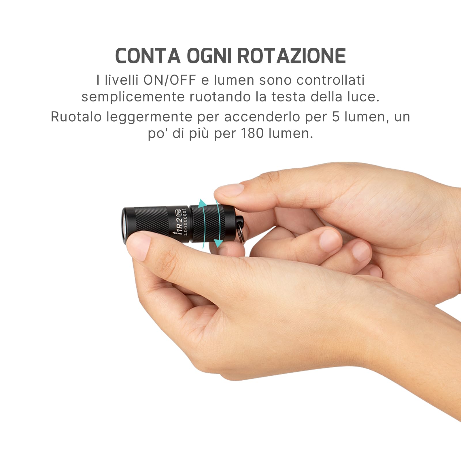 OLIGHT I1R II Pro EOS Mini Torcia 180 Lumen Portachiavi Luce USB Ricaricabile Luminosa, IPX8 Impermeabile 2M Protezione Anticaduta Piccola Flashlight per Campeggio All'aperto e Riparazioni
