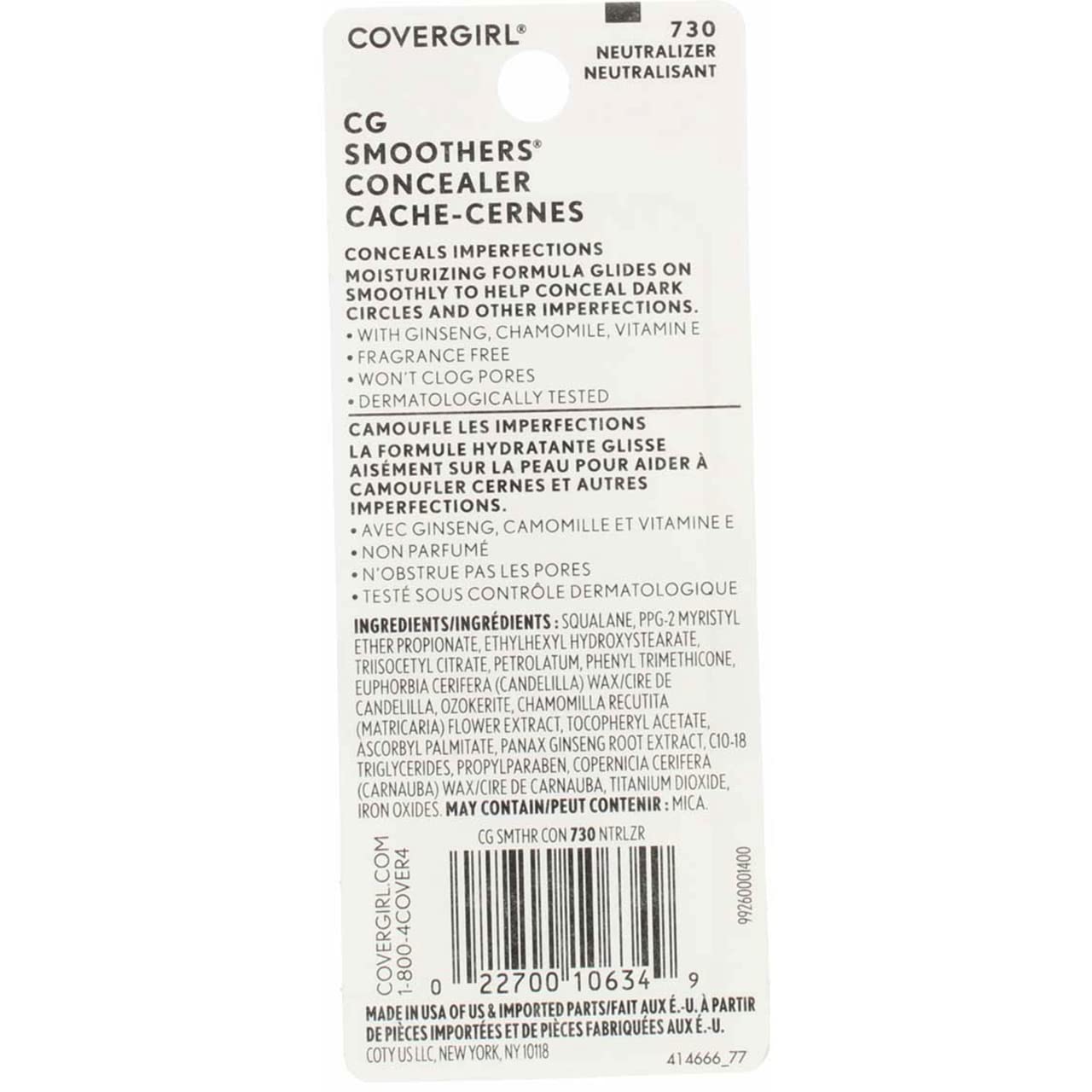 CoverGirl Smoothers Concealer, Neutralizzatore 730, confezione da 2