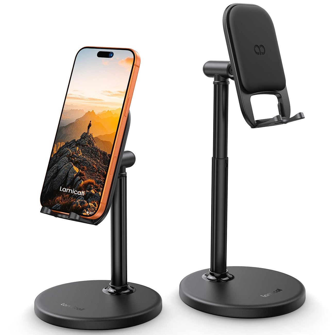 【最大27.5cm】高さ調整 スマホスタンド アルミ Lamicall : 卓上 伸縮 角度 携帯 置き すまほ 立て アイフォン 台 机 デスク 縦 横 滑り止め 取付簡単 ABS 頑丈 アンドロイド iPhone 17e 17 Air 16e 16 15 14 plus pro promax 13 mini 12 プロ マックス se Huawei Xperia android に対応 黒