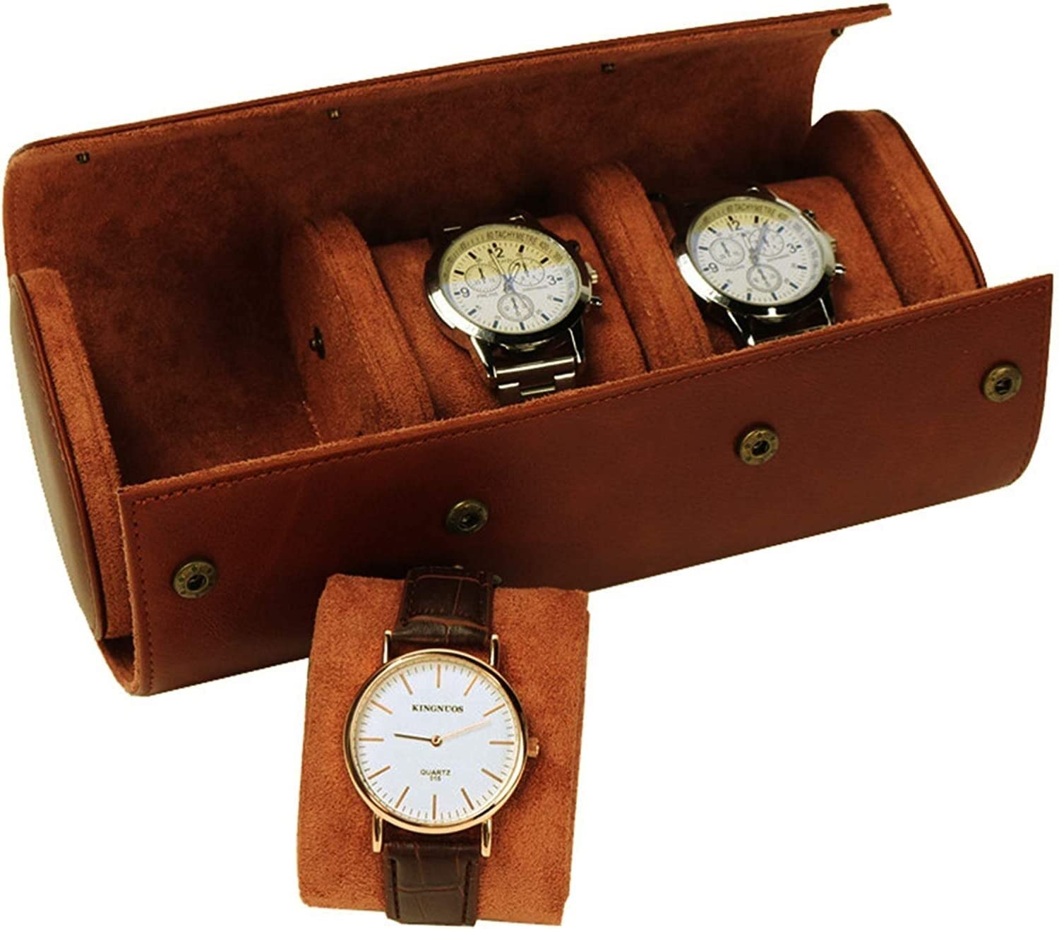 Caja Para Relojes, Estuche Para Relojes, Expositor De Relojes Con 3 Ranuras, Estuche De Cuero Para Relojes De Viaje, Organizador Enrollable, Estuche Para Guardar Relojes, Expositor Para 3 Relojes, Or