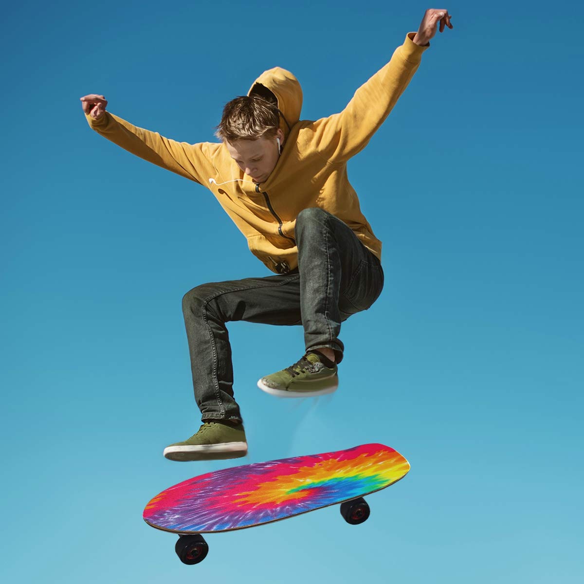 Rainbow Spiral Tie Dye Skateboard Grip Tape, Longboards Griptape Anti Slip Scooter Griptape Sand Paper Sheet Sticker 9" x 33" - Image 4