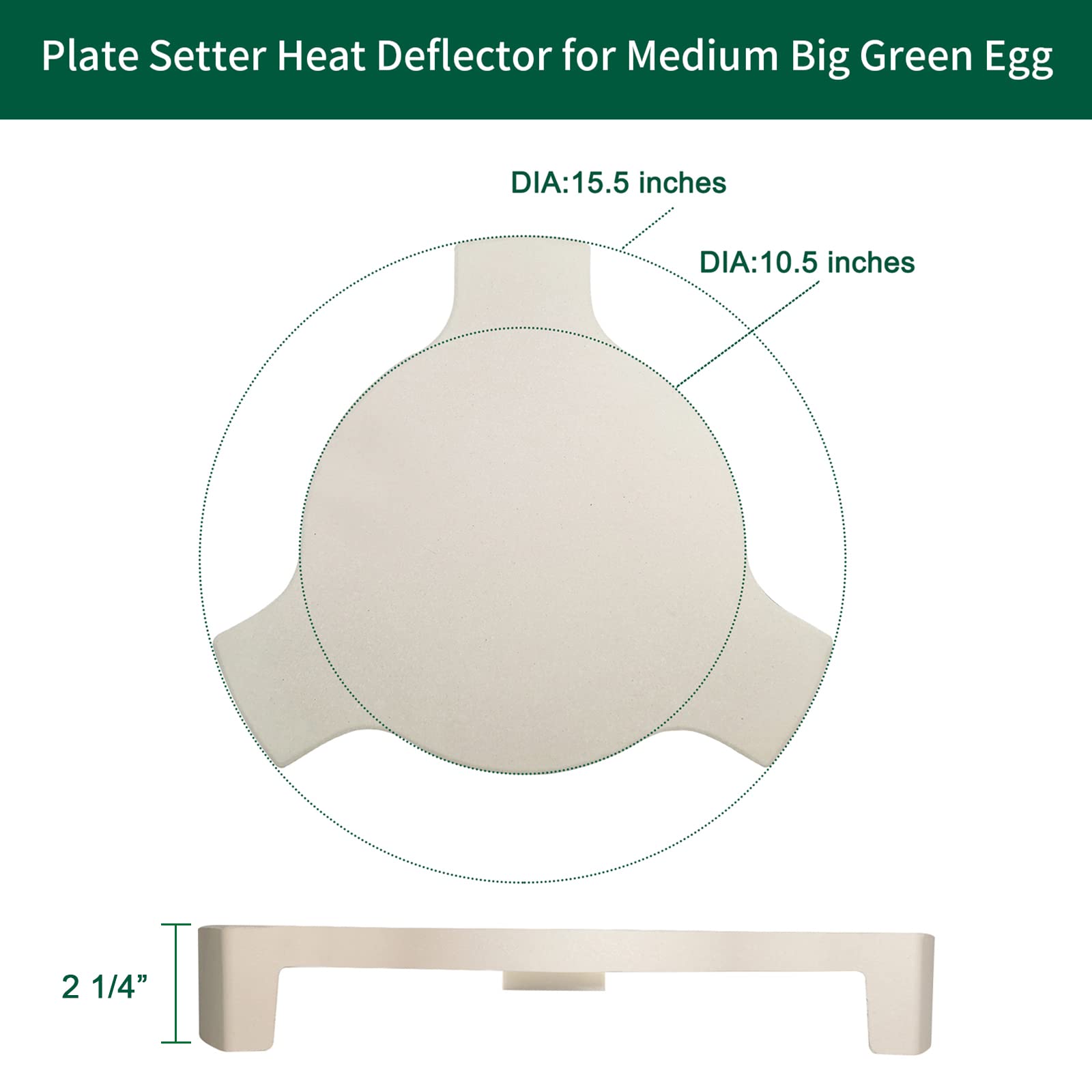 Déflecteur de chaleur en céramique pour gros œuf vert, plaque en céramique pour barbecue (39,1 cm)