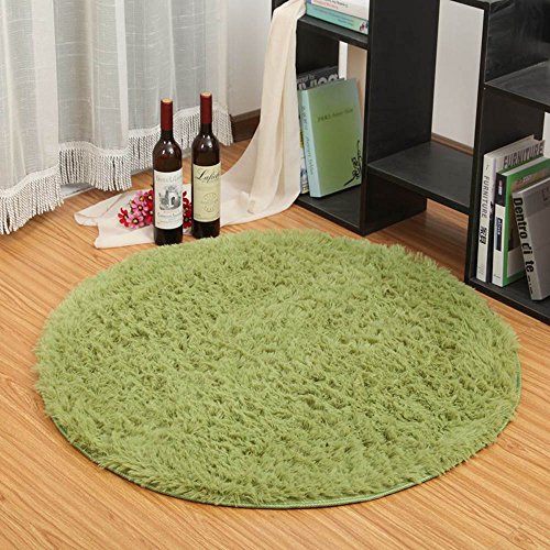 htdirect dormitorio alfombra Super suave moderno circular sala de estar alfombras Shaggy alfombra redonda de la alfombra jugar Nursery decorativo para baño habitaciones, verde, 80CMx80CM