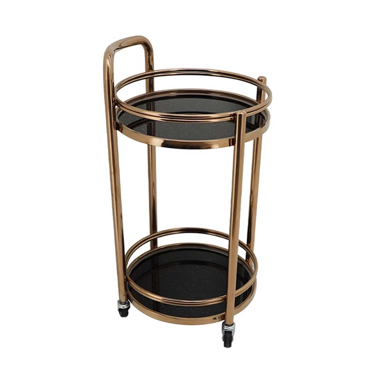 Carrello Portaoggetti Carrello Bar da Caffè Rotondo di Lusso in Metallo Mini Carrello Multiuso con Ruote a 2 Livelli Vassoio Bar da Caffè, Carrello da Cucina Domestica per Casa, Sala da Pranzo, Fest