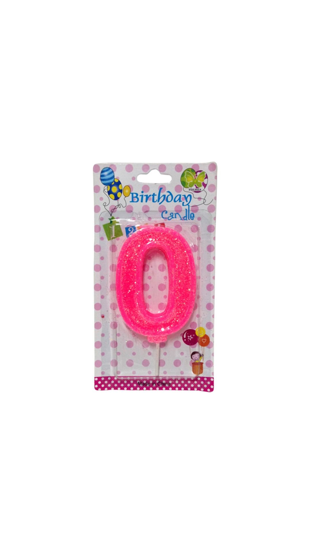 FuncartNumerical 0 Shape Glitter Pink Color Candle