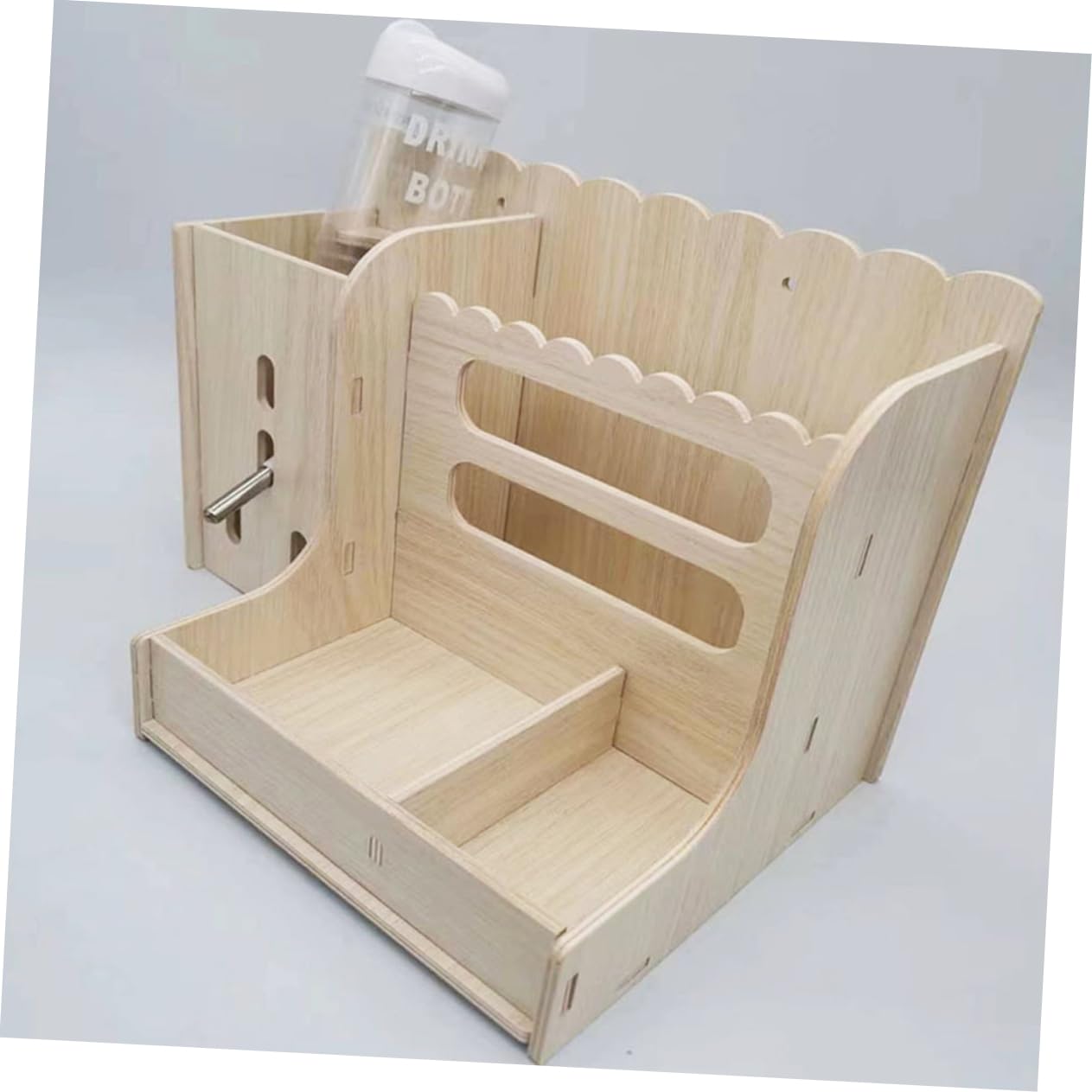 Mangiatoia in Legno Multifunzione per Conigli e Criceti | Supporto Resistente All’usura, Struttura Robusta, Previene le Fuoriuscite, Mantiene Cibo Ordinato