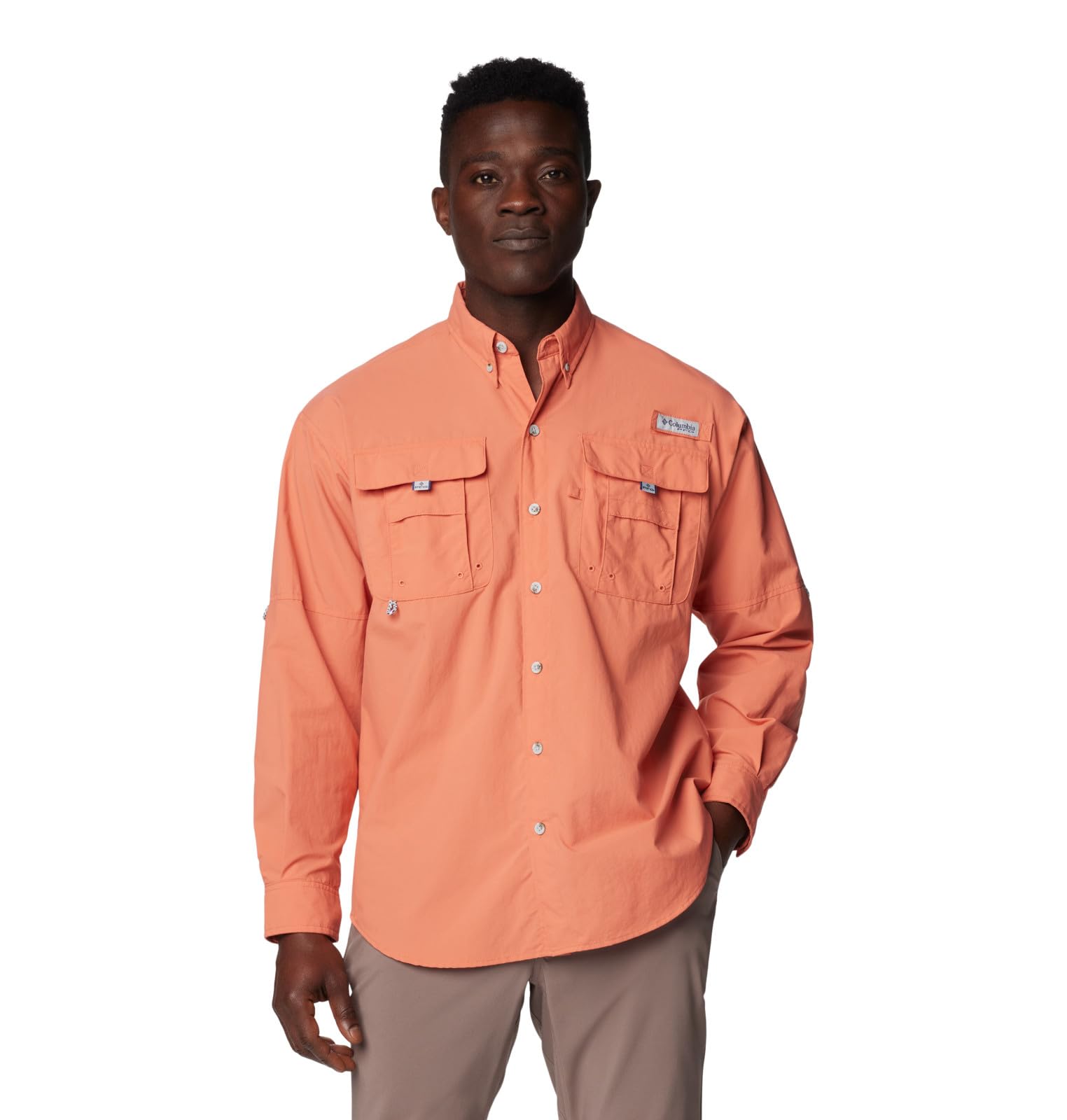 Columbia Men's Faded Peach Pfg Bahama Ii Long Sleeve Shirt, Xxl