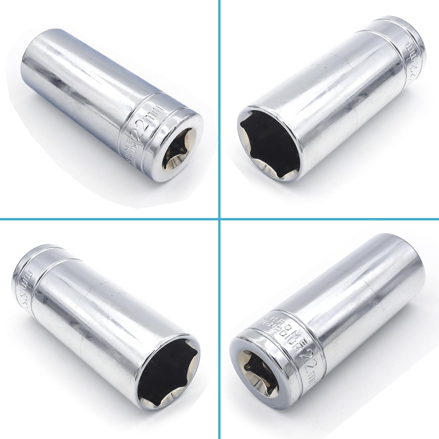 Juttzzei 6-Point Deep Socket, 1/2 Inch Drive 22mm Socket, Full Polishing CR-V Steel - Image 2