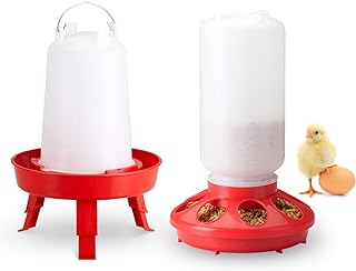 Sykria Chick Feeder and Waterer Kit, Automatic 1.5L Chick Waterer and 1L Chick Feeder for Poultry Farm Chick