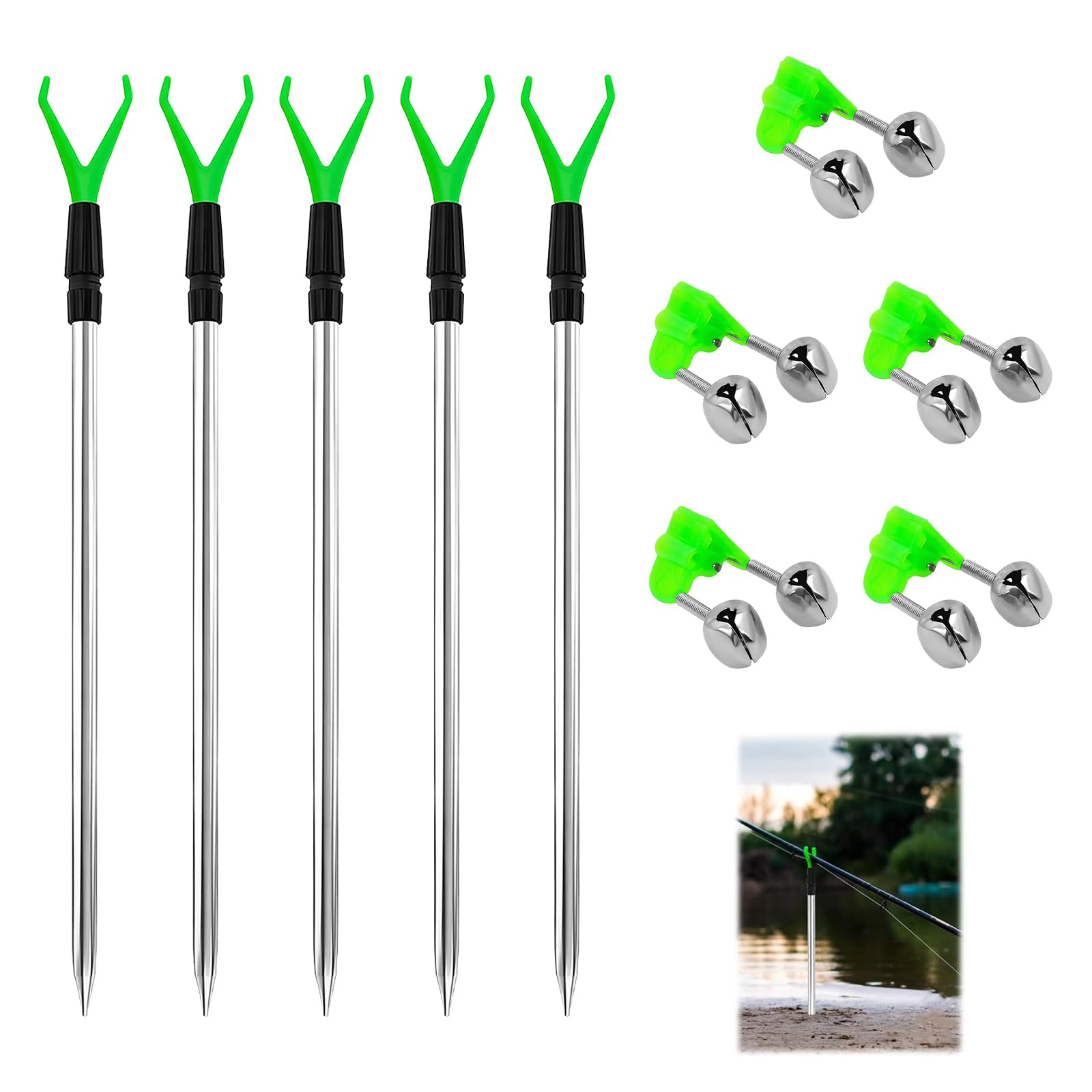 5Pcs Fishing Rod Holders,50cm Adjustable Aluminium Alloy Bank Sticks Rest